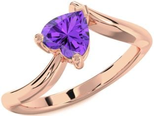 Amethyst Rose Gold Heart Solitaire Engagement Ring