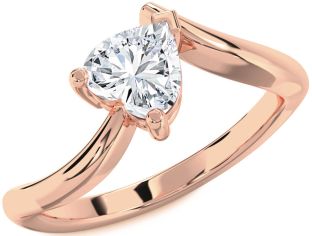 Diamond Rose Gold Heart Solitaire Engagement Ring