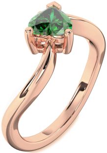 Emerald Rose Gold Heart Solitaire Engagement Ring