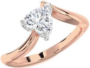 Diamond White Rose Gold Heart Solitaire Engagement Ring
