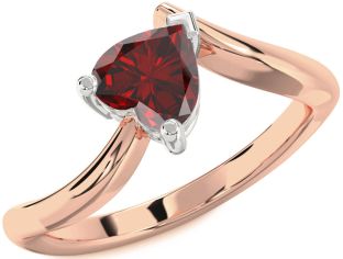 Amethyst Platinum & Rose Gold Heart Solitaire Engagement Ring