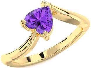 Amethyst Gold Heart Solitaire Engagement Ring