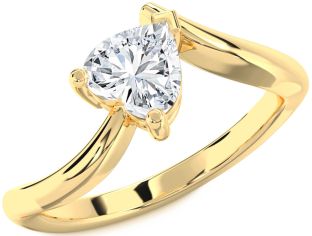 Diamond Gold Heart Solitaire Engagement Ring
