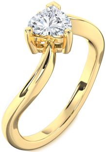 Diamond Gold Heart Solitaire Engagement Ring