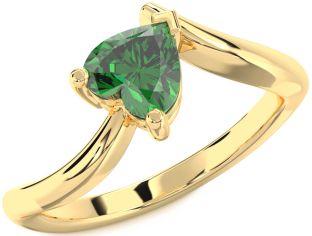 Emerald Gold Heart Solitaire Engagement Ring