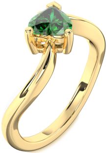 Emerald Gold Heart Solitaire Engagement Ring