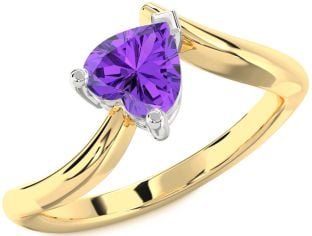 Amethyst Platinum & Yellow Gold Heart Solitaire Engagement Ring