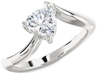 Diamond Platinum Heart Solitaire Engagement Ring