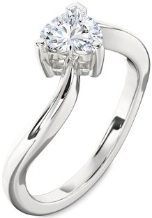 Diamond White Gold Heart Solitaire Engagement Ring