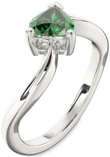 Emerald Platinum Heart Solitaire Engagement Ring