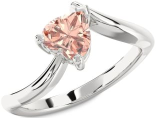 Amethyst Platinum Heart Solitaire Engagement Ring