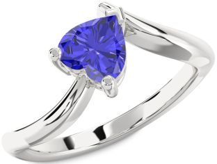 Amethyst Platinum Heart Solitaire Engagement Ring