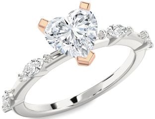 Diamond White Rose Gold Heart Solitaire Engagement Ring