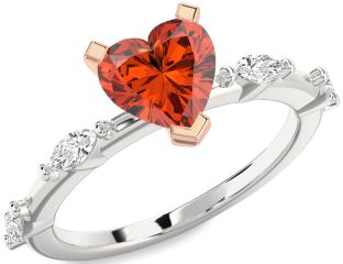 Diamond Amethyst Platinum & Rose Gold Heart Engagement Ring