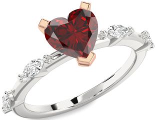 Diamond Amethyst Platinum & Rose Gold Heart Engagement Ring