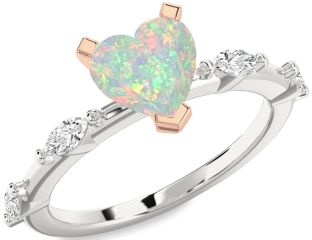 Diamond Amethyst Platinum & Rose Gold Heart Engagement Ring