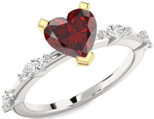 Diamond Amethyst Platinum & Yellow Gold Heart Engagement Ring