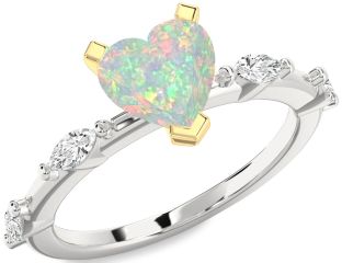 Diamond Amethyst Platinum & Yellow Gold Heart Engagement Ring