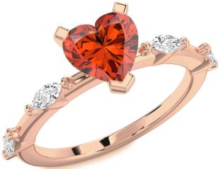 Diamond Amethyst Rose Gold Heart Engagement Ring