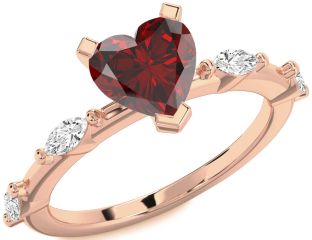 Diamond Amethyst Rose Gold Heart Engagement Ring