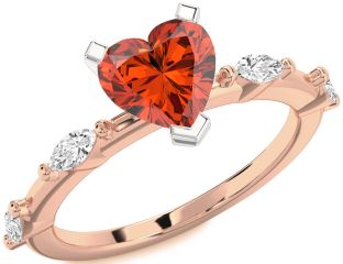 Diamond Amethyst Platinum & Rose Gold Heart Engagement Ring