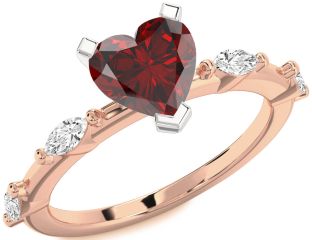 Diamond Amethyst Platinum & Rose Gold Heart Engagement Ring