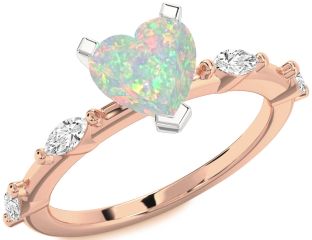 Diamond Amethyst Platinum & Rose Gold Heart Engagement Ring