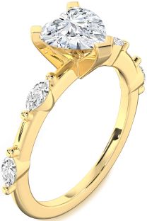 Diamond Gold Heart Engagement Ring