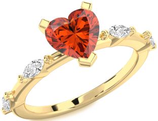 Diamond Amethyst Gold Heart Engagement Ring