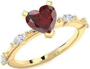 Diamond Amethyst Gold Heart Engagement Ring