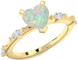 Diamond Amethyst Gold Heart Engagement Ring