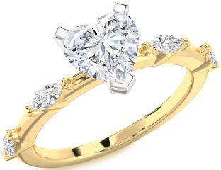 Diamond White Yellow Gold Heart Solitaire Engagement Ring
