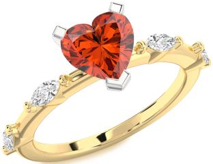 Diamond Amethyst Platinum & Yellow Gold Heart Engagement Ring