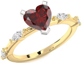 Diamond Amethyst Platinum & Yellow Gold Heart Engagement Ring