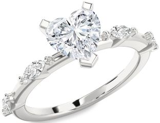 Diamond White Gold Heart Solitaire Engagement Ring