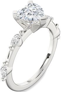 Diamond White Gold Heart Engagement Ring