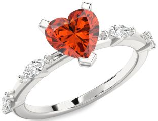 Diamond Amethyst Platinum Heart Engagement Ring