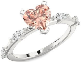 Diamond Amethyst Platinum Heart Engagement Ring