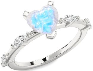 Diamond Amethyst Silver Heart Engagement Ring