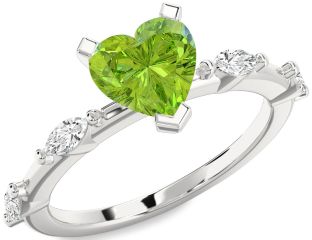 Diamond Amethyst Platinum Heart Engagement Ring