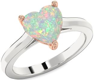 Amethyst Platinum & Rose Gold Heart Solitaire Engagement Ring