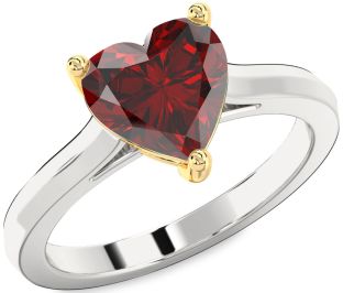 Amethyst Platinum & Yellow Gold Heart Solitaire Engagement Ring