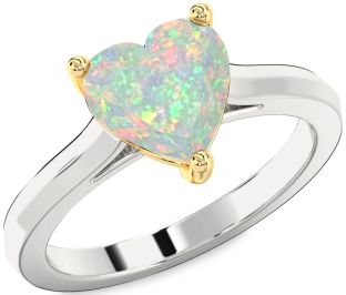 Amethyst Platinum & Yellow Gold Heart Solitaire Engagement Ring