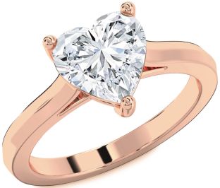 Diamond Rose Gold Heart Solitaire Engagement Ring