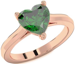 Emerald Rose Gold Heart Solitaire Engagement Ring