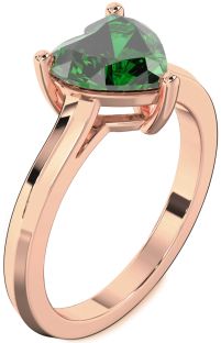 Emerald Rose Gold Heart Solitaire Engagement Ring