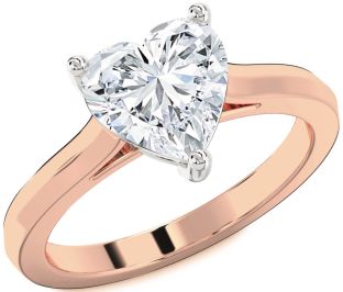 Diamond White Rose Gold Heart Solitaire Engagement Ring