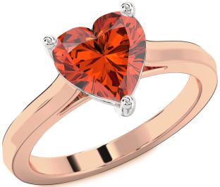Amethyst Platinum & Rose Gold Heart Solitaire Engagement Ring