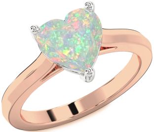 Amethyst Platinum & Rose Gold Heart Solitaire Engagement Ring