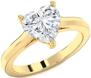 Diamond Gold Heart Solitaire Engagement Ring